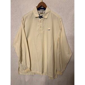 VTG Solumbra LARGE Yellow Long Sleeve Polo Shirt UV Protection Logo USA 1010K11